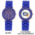 Silicone Analog Wrist Watch w/ Round Dial-DARK BLUE